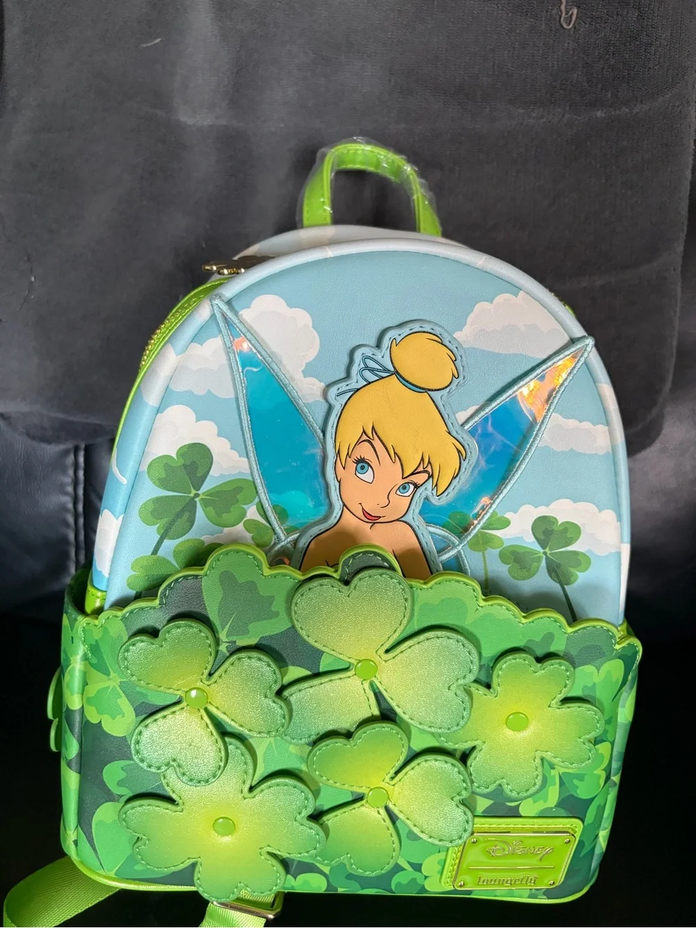 Loungefly Tinker Bell Green and Blue Shamrock Mini Backpack